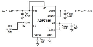 ADP7185 Typical Application Circuit - Fixed Output Voltage